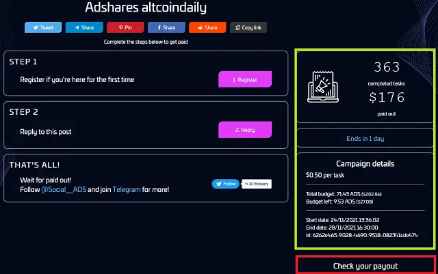 detalles de la campaña Adshares