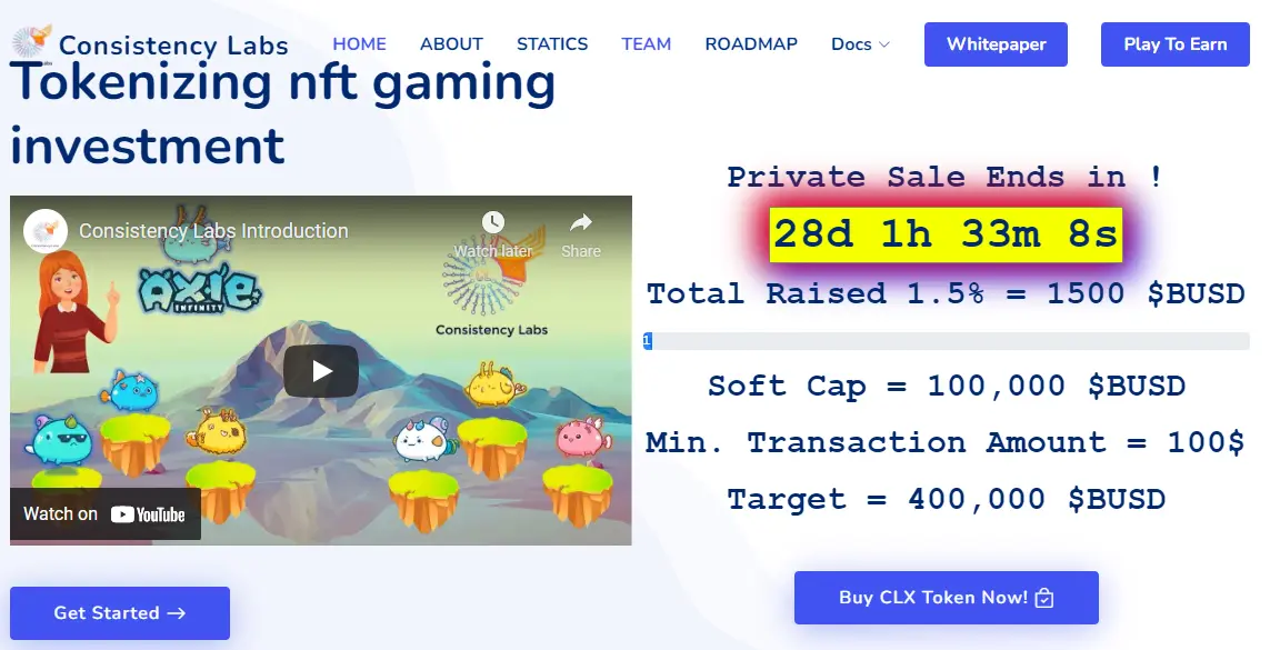 Consistency Labs private sale ido