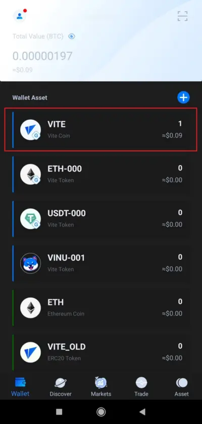 Seleccione $VITE