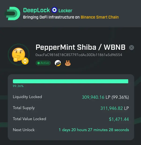 PepperMint Shiba Liquidity Lock