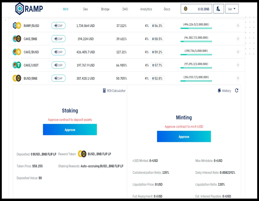 RAMP DeFi Staking & Minting