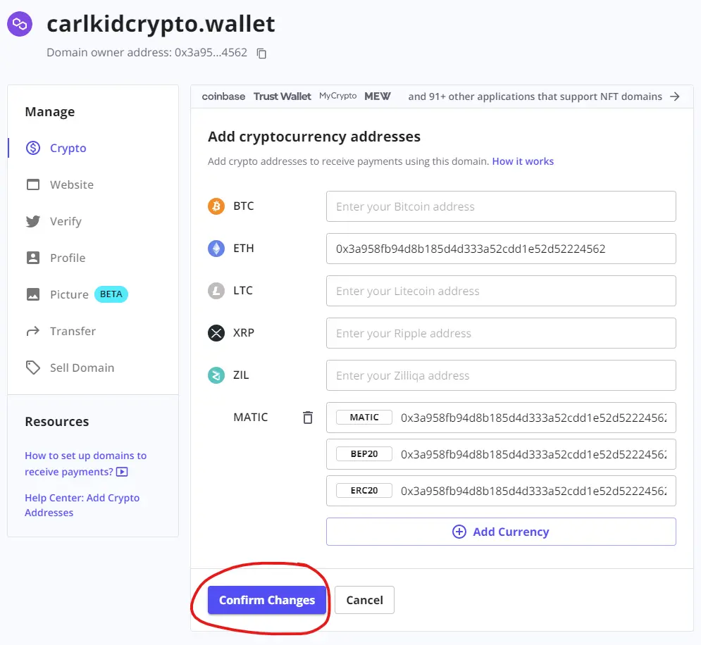 add wallets