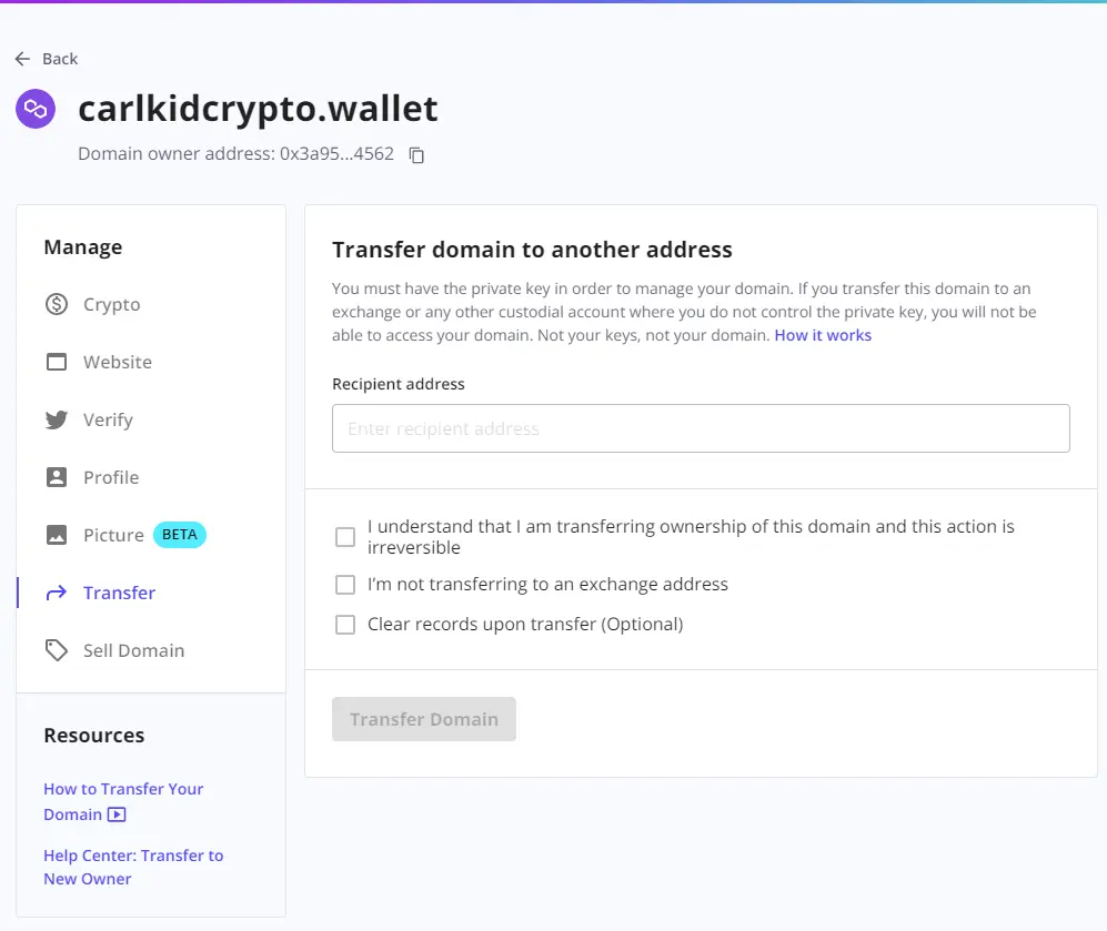 transfer domain