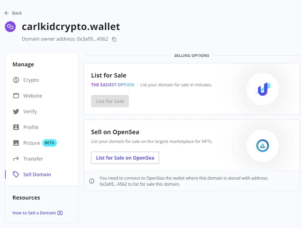 sell domain