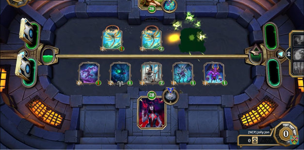 Gameplay from Gods Unchained, a popular P2E trading card game