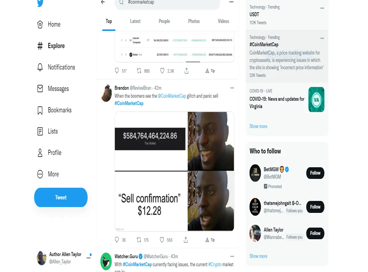 Twitter CoinMarketCap