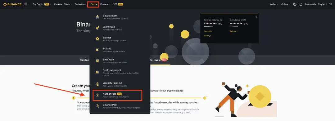 Binance Earn Wallet for Auto-Invest