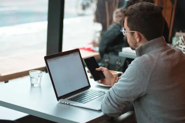 person freelancing with laptop