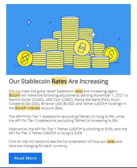 E-mail notice of latest rates increase