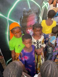 Children at Ivory Coast that were about to receive Christmas gifts.