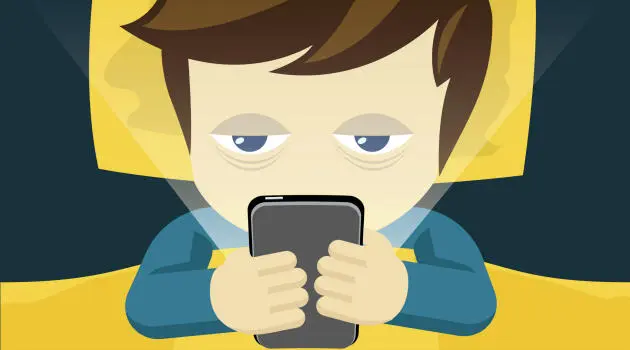 Uso excessivo de telefone celulares durante a noite.