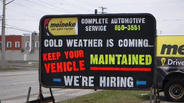 Meineke 'We're Hiring' Sign