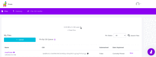 Upload files to Pinata