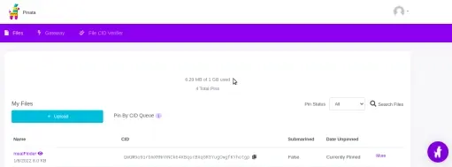 Upload files to Pinata