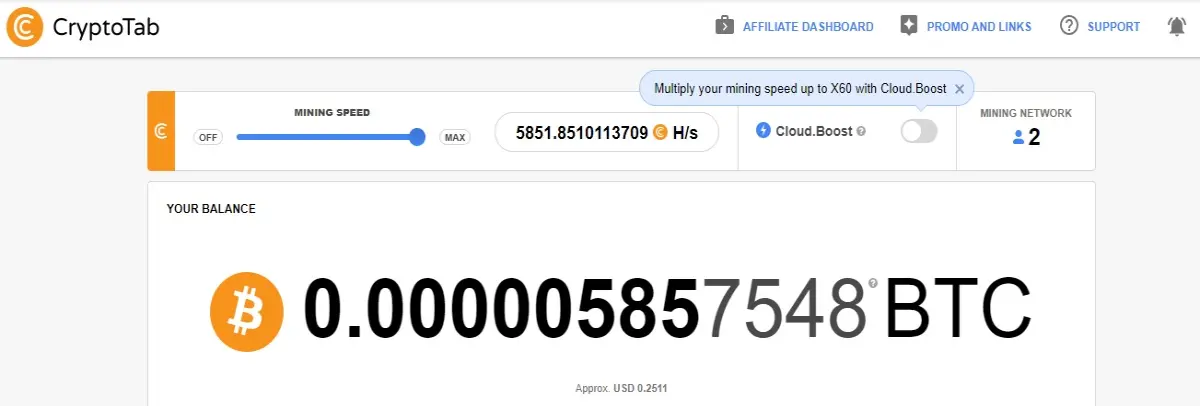 after few days mining