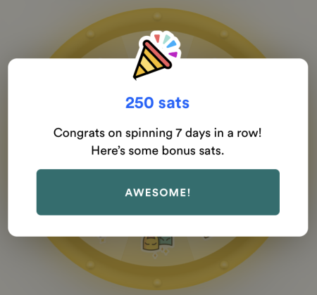 250 sats reward on Fold