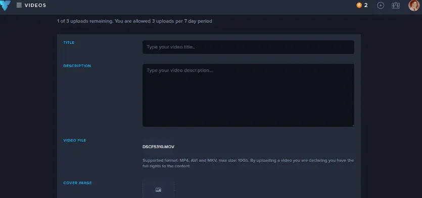 Upload Screen