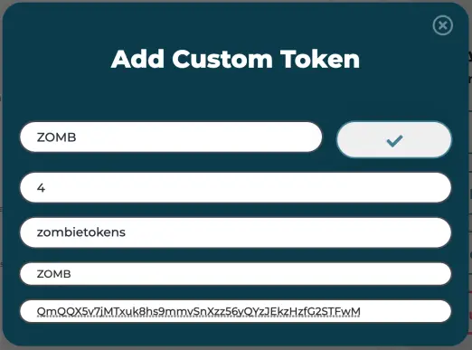 ZOMB Add custom token