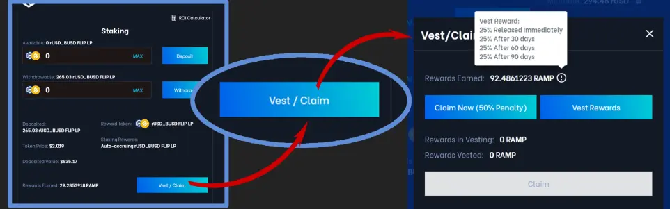 RAMP DeFi Vesting & Claiming Rewards