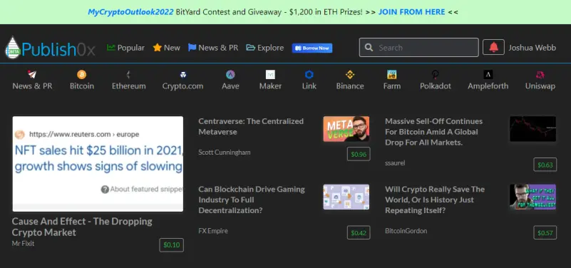 Presearch0x - The blog site that rewards you with crypto tips for reading and writing articles..