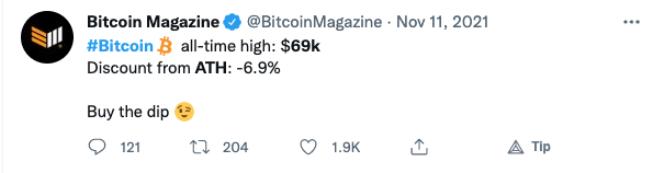 Bitcoin Magazine encourages investors to buy the dip.