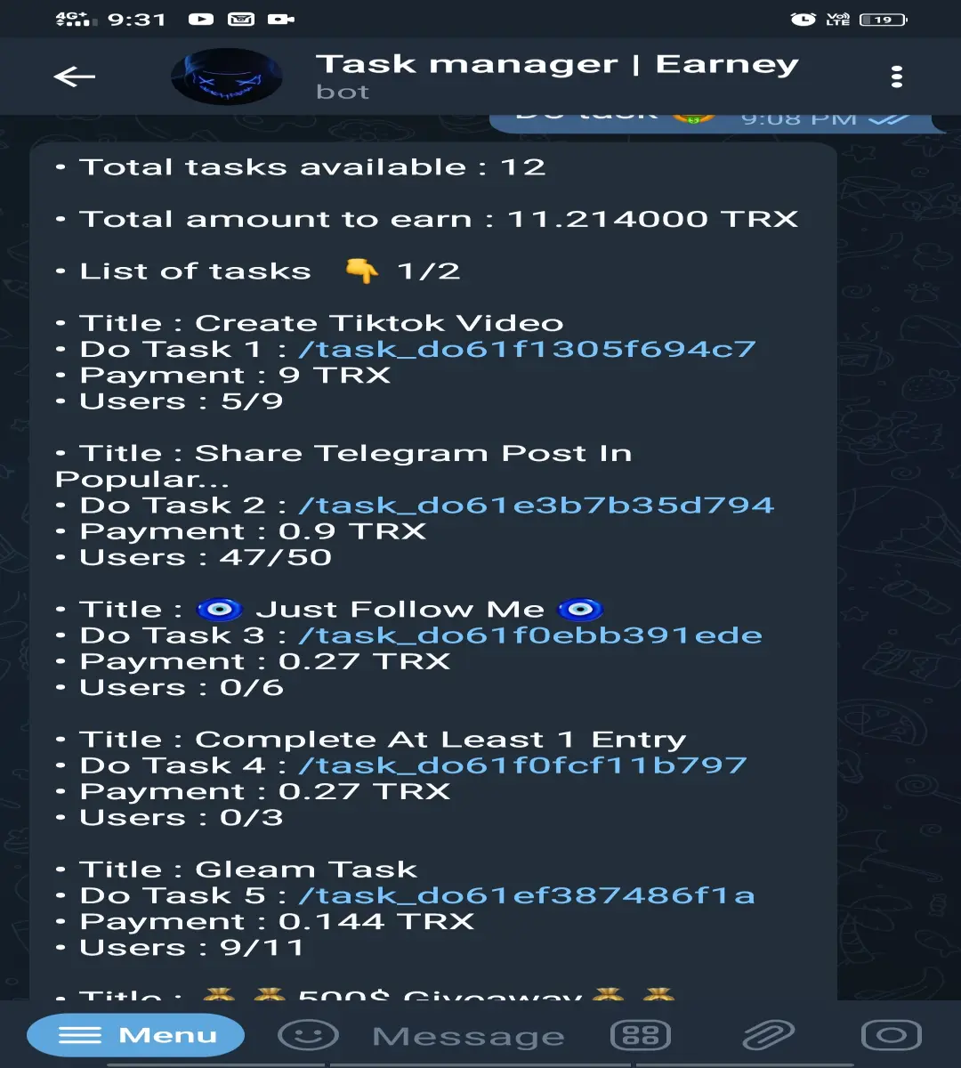List of task(sample)