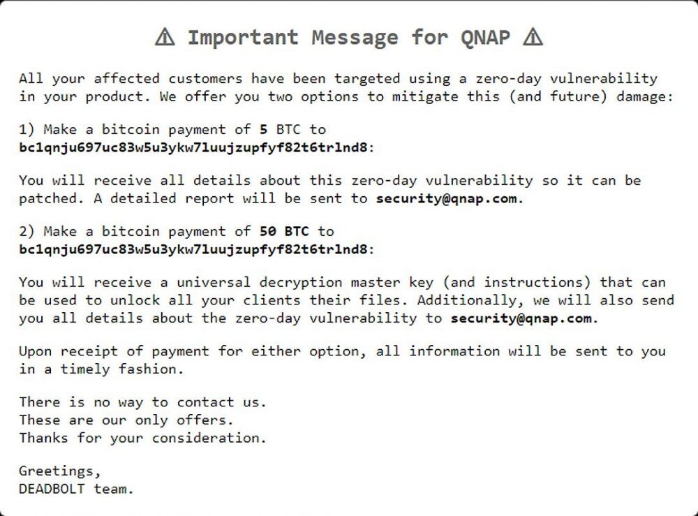 message to qnap