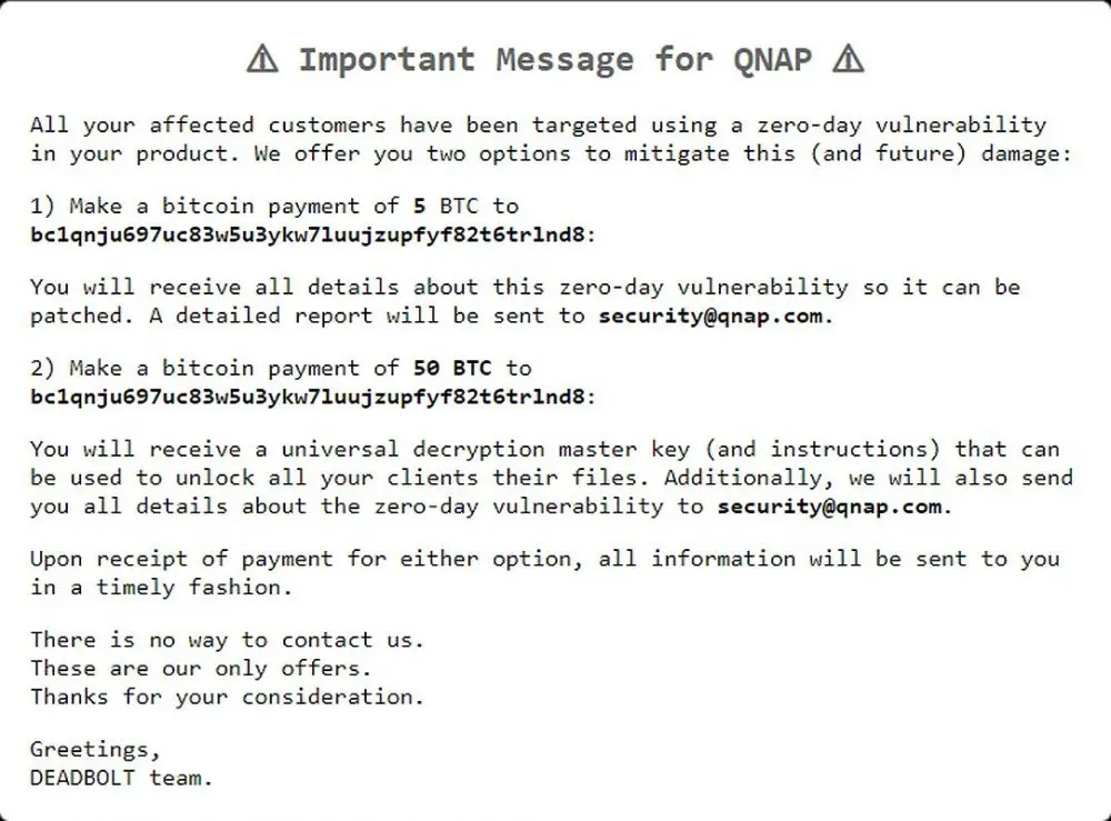 message to qnap