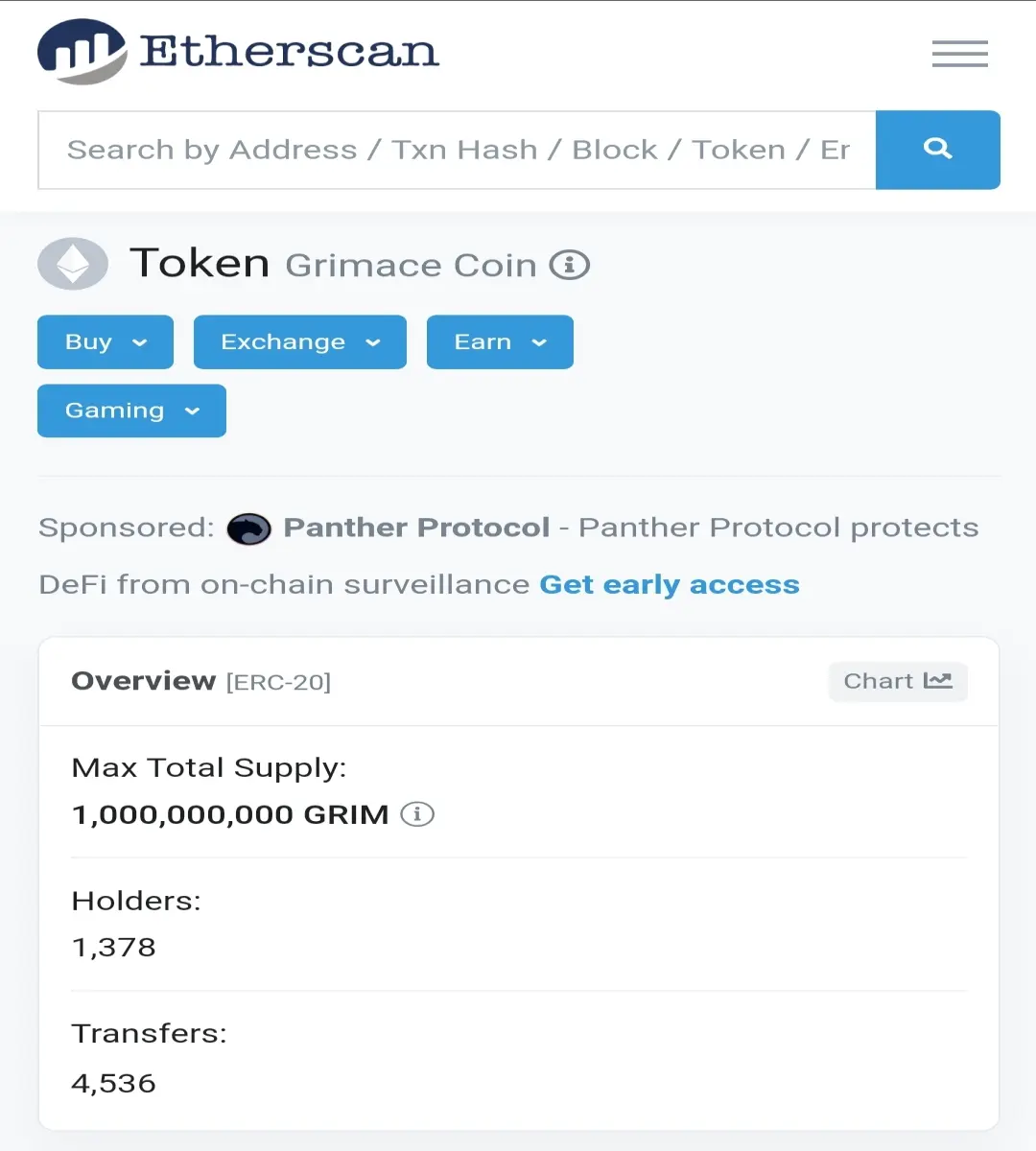 Snapshot from etherscan
