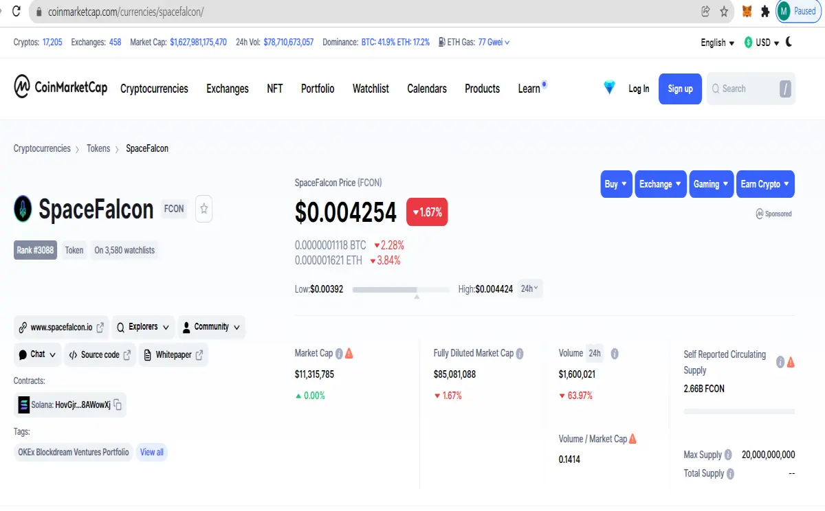 Space Falcon Marketcap