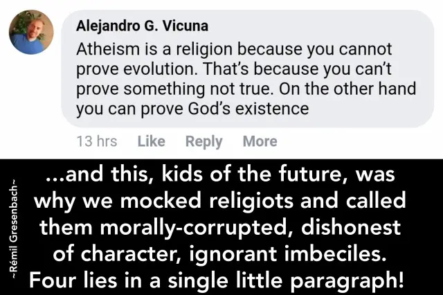 Atheism is a religion, says religiot