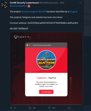 Extract from Twitter account Certik Security