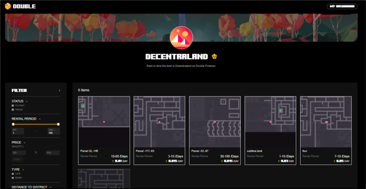 Rental marketplace for Decentraland LAND went live on Double Protocol recently