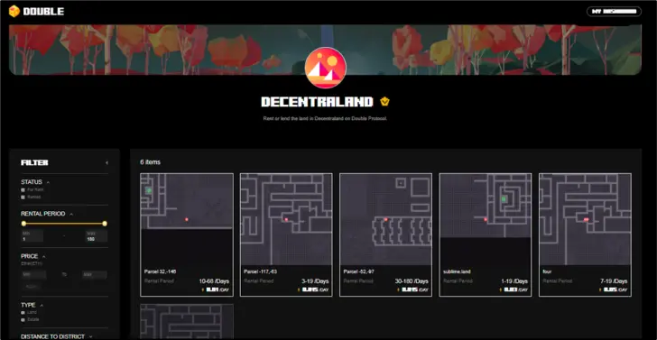 Rental marketplace for Decentraland LAND went live on Double Protocol recently