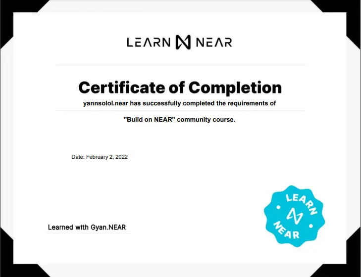 build-on-near certificate