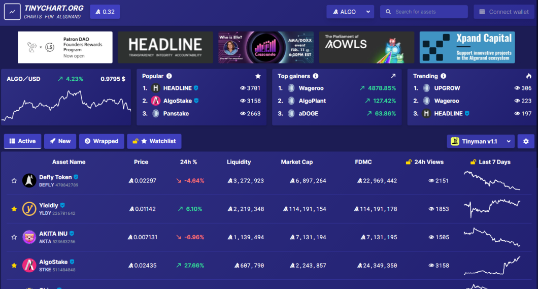 tinyman charts