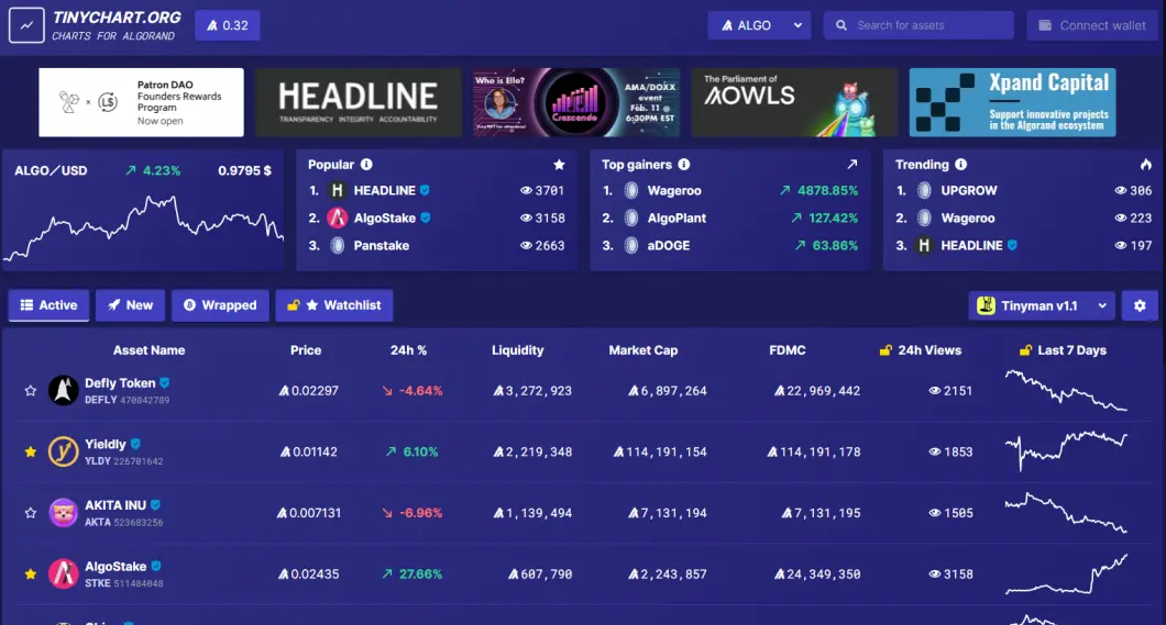 tinyman charts