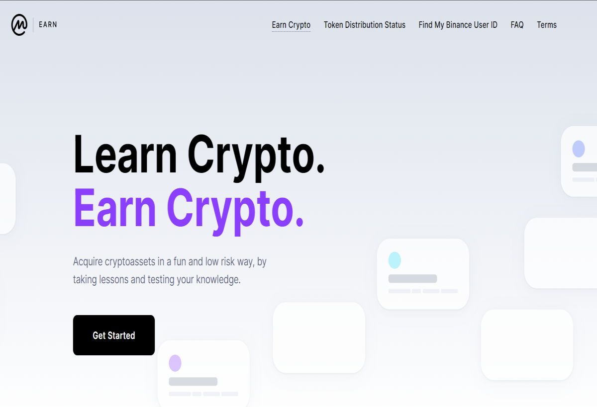 CoinmarketCap Earn landing page