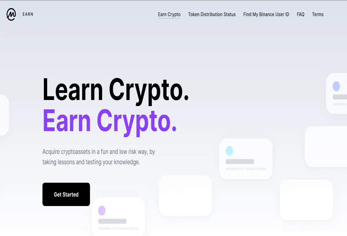 CoinmarketCap Earn landing page