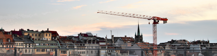 Crane in Lausanne landscape