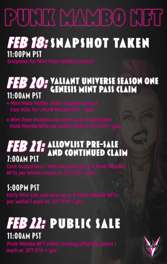 Punk Mambo Minting Timeline