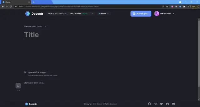 Writing a Post in Decentr