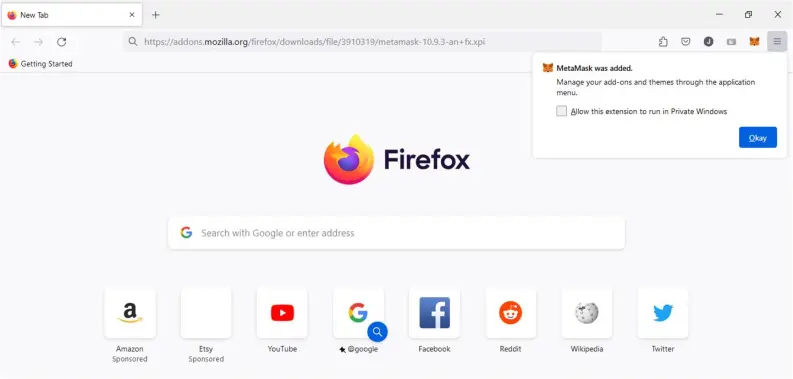 Firefox Metamask extension