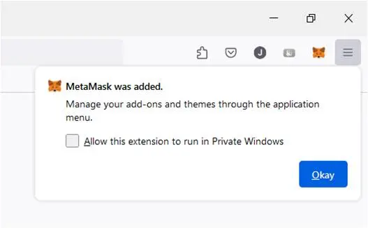 Firefox Metamask Extension in browser