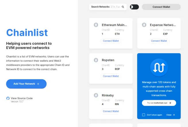 Chainlist for Polygon network
