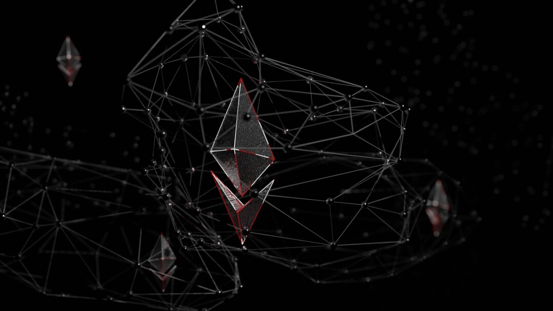 Ethereum logo in a connected web