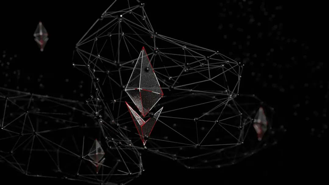 Ethereum logo in a connected web