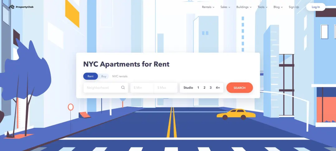 PropertyClub’s landing page
