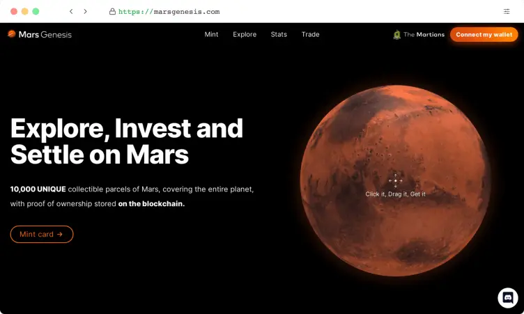 Mars Genesis Landing Page