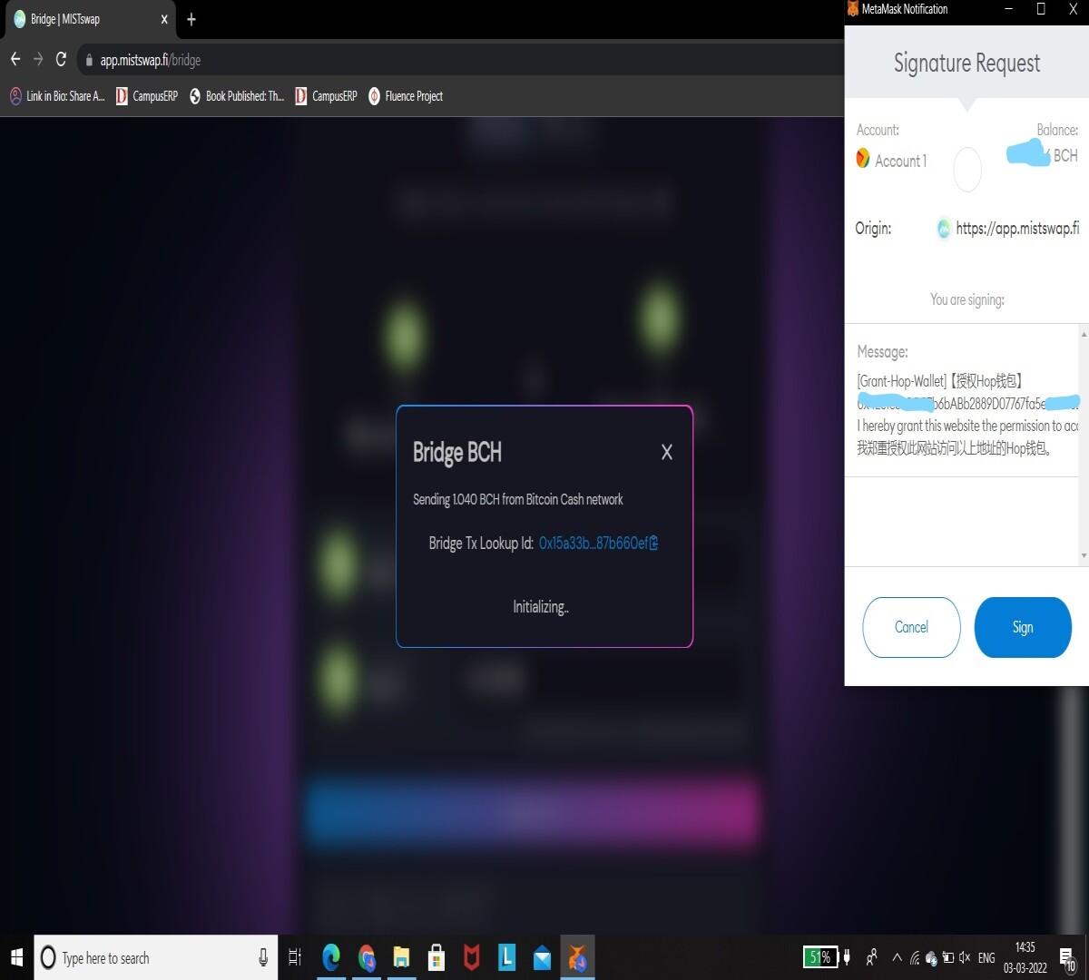 MistSwap Bridge Metamask